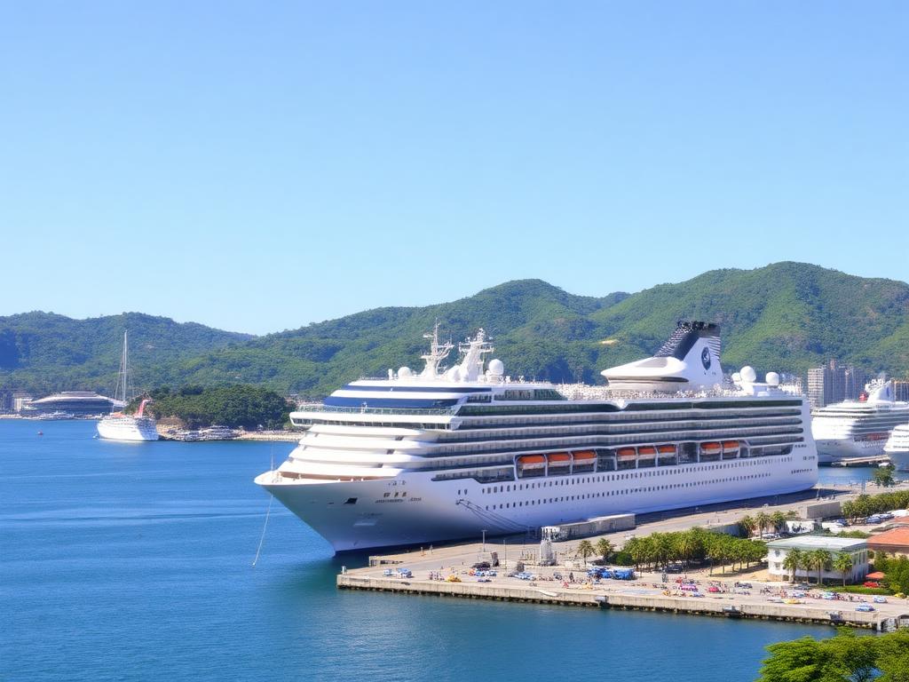 Navio de cruzeiro atracado em porto brasileiro